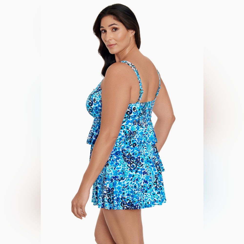 Longitude Triple Tier Long Torso Swim Dress Fanciful